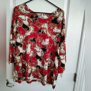 Women's Plus JM Collection 2x Top With 3/4 Length Sleeves.